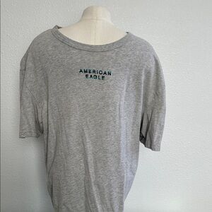 American Eagle Heather Gray Relaxed Fit Tee